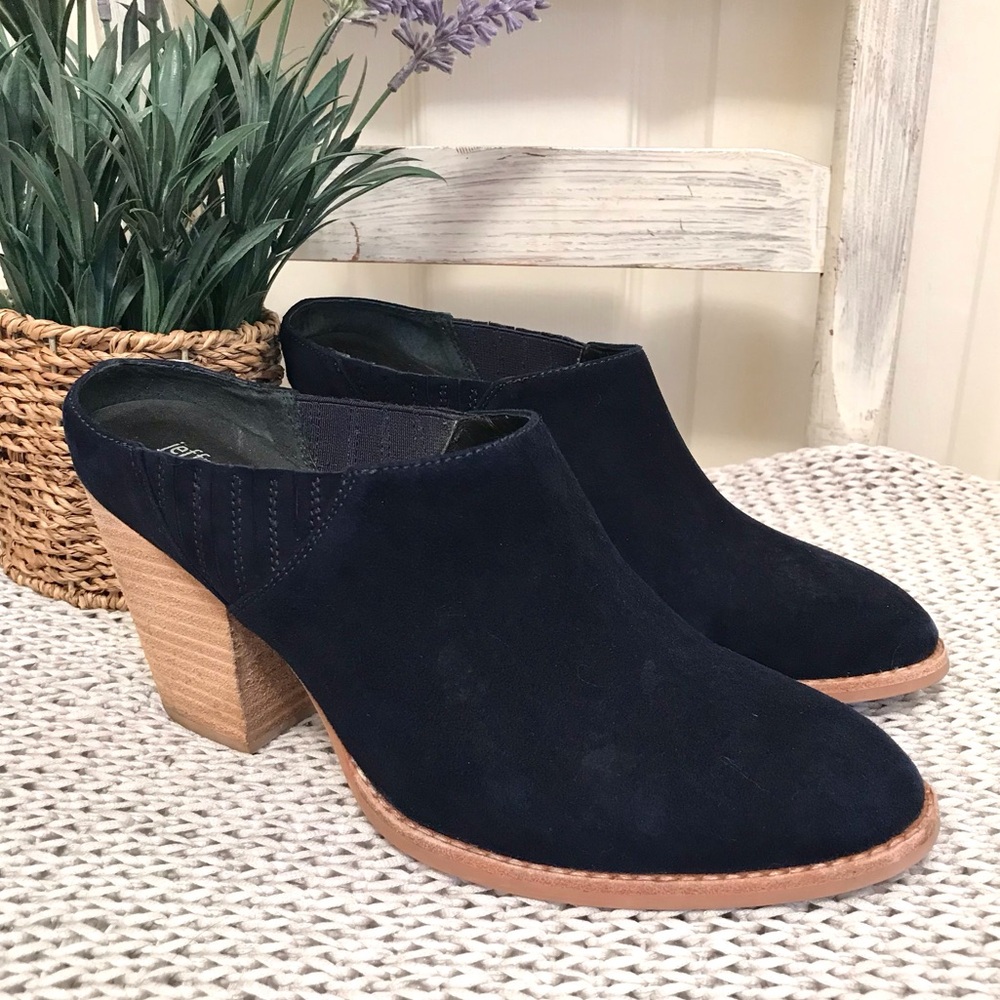 Jeffrey Campbell Navy Blue Suede Mule Booties